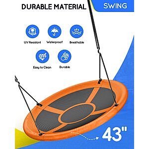 Everyfun 43" Saucer Tree Swing for Kids Adult, 700lbs Weight Capacity, Waterproof Flying Saucer Swing with Adjustable Hanging Straps $31.99