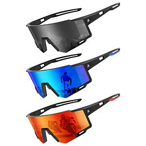3-Count KALIYADI Men's UV400 Sports Sunglasses (Non-Polarized, Various Colors) $9.99 ($3.33 each) + Free Shipping w/ Prime or on $35+