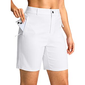 SANTINY Women's 5"/7" Hiking Golf Shorts with 3 Pockets Stretch Quick Dry Outdoor Travel Work Shorts for Women Casual Summer (White_L7_S) $14.84