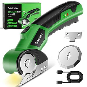 Cardboard Cutter, Rechargeable Cordless Electric Scissors, 4V Upgrade Motor Electric Box Cutter with 2 Blades, Safety Lock & LED Light $17.98
