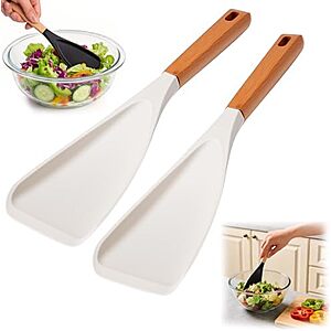2-Pack lake tian Silicone Spatula Spoon w/ Wooden Handle (White) $6.49 ($2.85 each) + Free Shipping w/ Prime or on $35+