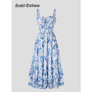 Scarlet Darkness Women Renaissance Chiffon Pleated Pockets Dress $21.2