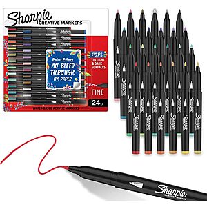 24-Count Sharpie Creative Water-Based Acrylic Paint Markers (Fine Tip, Assorted Colors) $16.39 w/ S&S + Free Shipping w/ Prime or on $35+