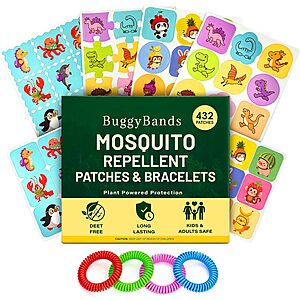 432-Count BuggyBands Mosquito Repellent Stickers w/ 4 Mosquito Bands $11.99 + Free Shipping w/ Prime or on $35+