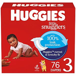 Huggies Size 3 Diapers, Little Snugglers Baby Diapers, Size 3 (16-28 lbs), 76 Count, Packaging May Vary~$12.34 After Coupon & S&S @ Amazon