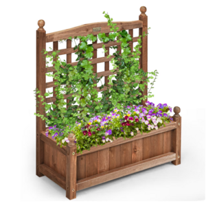 Costway Weather-Resistant Wood Planter Box w/ Trellis $39.89 + Free Shipping