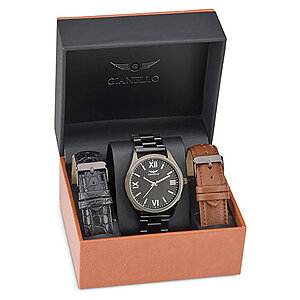 Gianello Monarc Men's Watch with Interchangeable 3 Strap Set $24.99 + Free Shipping