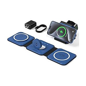 Ucomx 3-in-1 Foldable Wireless Charger Station for Multple Devices (Classic Blue)  $7.99 + Free Shipping w/ Prime