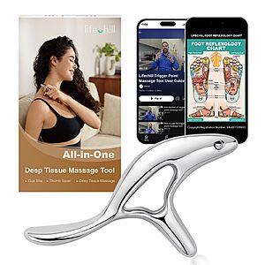 Lifechill Trigger Point Massage Tool for Deep Tissue & Gua Sha (Silver) $10.99 + Free Shipping w/ Prime or on $35+