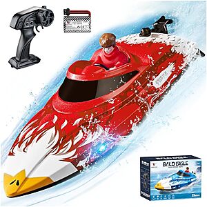 SRGBND 25 KPH RC Boat w/ LED Lights, 3 Speed Modes & Self-Righting (Red or Blue) $19.99 + Free Shipping w/ Prime or on $35+