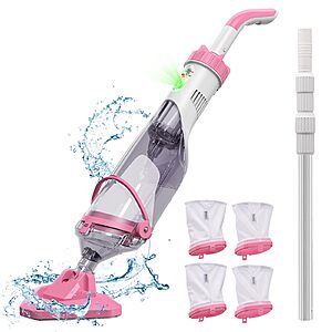 Enhulk PC10 Pro Cordless Rechargeable Pool Vacuum w/ 7.3' Telescopic Pole & 4 Filter Bags (Pink) $89.99 + Free Shipping