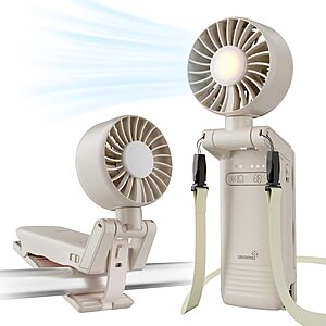 GROWNSY Portable Stroller Fan w/ Clip, 4-Speed Rechargeable Battery & Night Light (Beige) $9.10 + Free Shipping w/ Prime or on $35+