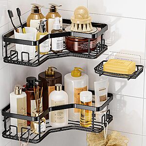 3-Pack MAXIFFE Stainless Steel Shower Caddy Organizer (Black) $8.66 + Free Shipping w/ Prime or on $35+