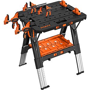 Pony 2-in-1 Work Bench Portable with 4pc Clamp 4pc Bench Dog, 2pc Safety Strap $127.99