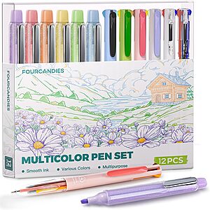 12-Piece Four Candies 4-in-1 Retractable Gel Pen & Highlighter Set (6 Pens w/ 18 Different Colors & 6 Highlighters) $9.09 & More + Free Shipping w/ Prime or on $35+