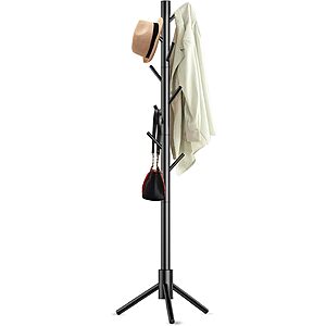 Aliphon 3-Adjustable-Height Wooden Coat Rack Stand w/ 8 Hooks (4 Colors) $13.99 + Free Shipping w/ Prime or on $35+