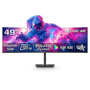 49" Deco Gear 5120x1440 Dual-QHD 120Hz Curved Ultrawide Monitor w/ 1ms Response & Built-In KVM Switch $399.99 + Free Shipping
