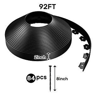 AGTEK 92FT Landscape Edging Kit – 84 Spiral Stakes Included | Flexible No-Dig Plastic Garden Border for Flower Beds & Yard $33.99