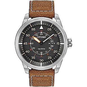 Citizen Eco-Drive Avion 45mm 3-Hand Date Watch w/ Leather Strap (AW1361-10H) $166.96 + Free Shipping