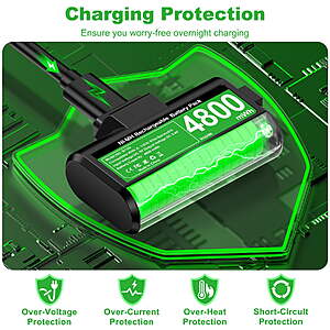 QQV Rechargeable Controller Battery Pack for Xbox - Play & Charge Kit with USB-C Cable for Xbox Series X/S/One/Elite $15.97