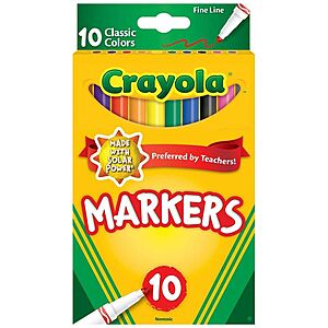 10-Count Crayola Fine Line Markers (Classic Colors) $0.98 + Free Shipping w/ Walmart+ or on $35+