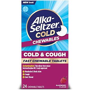 24-Count Alka-Seltzer Plus Cough & Sore Throat Fizzy Chews (Raspberry) $4.57 w/ S&S + Free Shipping w/ Prime or on orders over $35