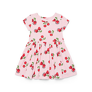 Toddler Girl Allover Print Dress with Short Sleeves: Hello Kitty, Minnie, Strawberry Shortcake $4