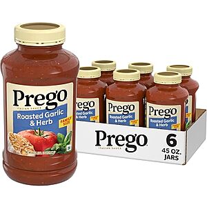 [SnS, AC] $12.58 | 6-Pack 45-Oz Prego Pasta Sauce (Roasted Garlic & Herb) at Amazon ($2.10 each)