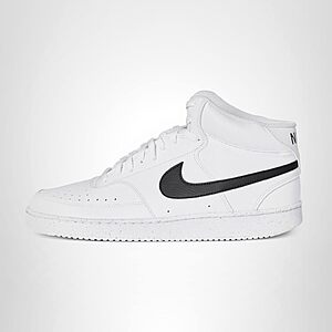 Nike Men's Court Vision Mid Next Nature Shoes, White/Black-White, for $56.97