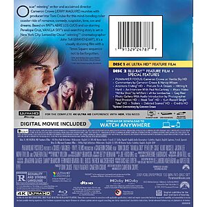 Vanilla Sky 4K UHD + Blu Ray + Digital $13.52 Amazon.com