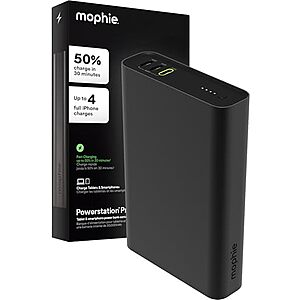 $34.87* | Mophie 20,000mAh Powerstation Fast 3-Port 45W USB-C Power Bank at Amazon