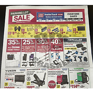 Harbor Freight August Parking Lot Sale, 8/10-8/13 ITC,814-8/16 non, 35% off Quinn hand tools, 25% off US General/Frankling carts, 30% off ICON torque wrenches/breakers bars,+ more