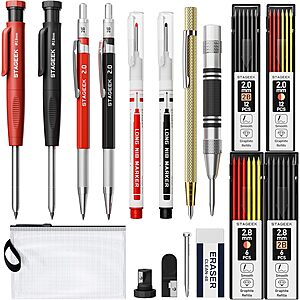 STAGEEK Mechanical Carpenter Pencil Sets w/ Refills & Layout Tools: 17-Piece Set $11.99, 22-Piece Set $13.79 + Free Shipping w/ Prime or on $35+