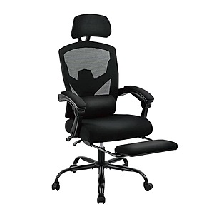 JHK Ergonomic Reclining High Back Black Mesh Gaming Chair with Footrest Lumbar Support Swivel $57 + Free Shipping