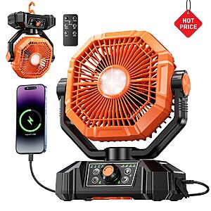 20000mAh Portable Camping Fan with LED Lantern Remote & Auto-Oscillation $20.30 + Free Shipping