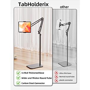 Tablet Floor Stand with 4.5LB Heavy Metal Base,Overhead Bed Phone Stand $16.79