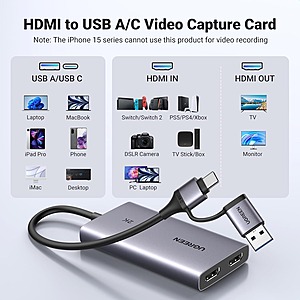 UGREEN 1080P 60FPS HDMI Capture Card USB 3.0 $27.88 + Free Shipping w/Prime or $35+