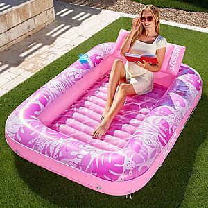 JOYFY 70"x46" Inflatable Tanning Pool Lounger 250LBS UV Resistant PVC $23.6 + Free Shipping