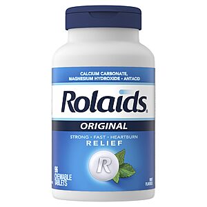 Rolaids Original Strength Antacid, 96 Chewable Tablets, Mint Flavor, $2.99 with $1 coupon and 25% on 1st S&S item, Amazon