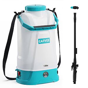 $19.99: Garvee 1.32 Gallon Battery Powered Sprayer with Adjustable Shoulder Strap at Amazon