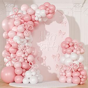 Coquette Birthday Decorations 145 Pcs Pink and White Balloon Garland Arch Kit $5.69