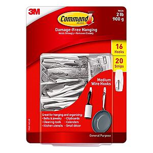 16-Count 3M Command Medium Wire Hook (w/ 20 Strips) $3.66 at Staples w/ Free Store Pickup