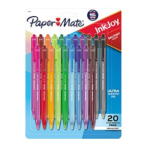 Paper Mate InkJoy 100RT Retractable Ballpoint Pens, Medium Point (1.0mm), 20 Count - Teacher Essentials, Colorful Office Supplies~$7.77 @ Amazon