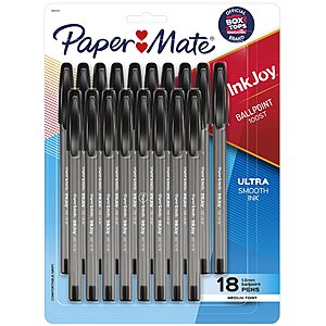 Paper Mate InkJoy 100ST Ballpoint Pens, Medium Point (1.0mm), Black, 18 Count~$3.32 With S&S @ Amazon