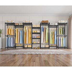 VIPEK V5 Medium Portable Closet Wardrobe Heavy Duty Clothes Rack, Freestanding Closet Metal Clothing Rack with 4 Hang Rods & 8 Shelves $77.99