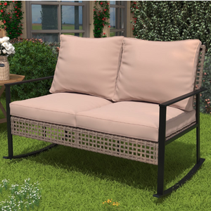 Ainfox Outdoor Patio Wicker Rocking Loveseat w/ Cushions (3 Colors) $130 + Free Shipping