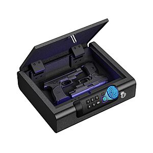 BILLCONCH Biometric Pistol Safe w/ Electronic Lock & LED Light (Black) $34.99 + Free Shipping w/ Prime or on $35+