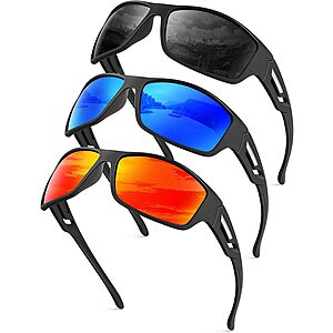 3-Pack KALIYADI Men's Polarized Sports Sunglasses (Various) $9.99 ($3.33 each) + Free Shipping w/ Prime or on $35+