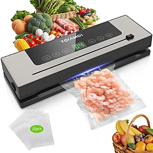 TOIAMOI Wet & Dry Vacuum Sealer w/ Built-In Cutter & 10 Vacuum Bags $13 + Free Shipping