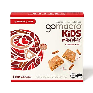 7-Count GoMacro Kids Organic MacroBars (Cinnamon Roll) $4.97 w/ S&S + Free Shipping w/ Prime or on $35+